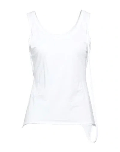 Helmut Lang Woman Tank Top White Size Xs Pima Cotton, Elastane