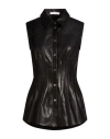 Helmut Lang Woman Top Black Size S Lambskin In Black