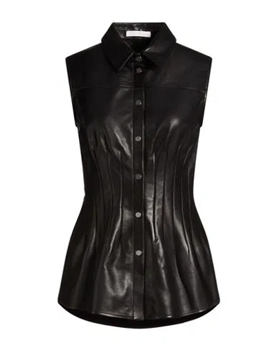 Helmut Lang Woman Top Black Size S Lambskin