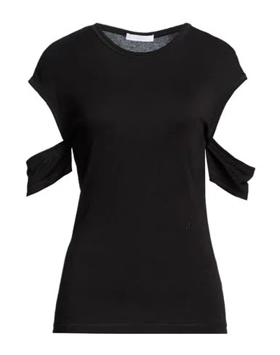 Helmut Lang Woman T-shirt Black Size L Pima Cotton, Modal