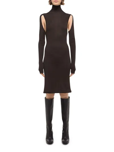 Helmut Lang Women's Air Cut-out Turtleneck Dress In Brown