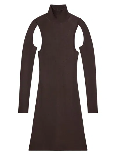 Helmut Lang Women's Air Cut-out Turtleneck Dress In Brown