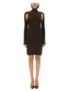 Helmut Lang Air Turtleneck Dress In Dark Brown