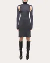 Helmut Lang Mock Neck Long Sleeve Cutout Dress In Grey