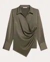 Helmut Lang Relaxed Wrap Shirt In Green