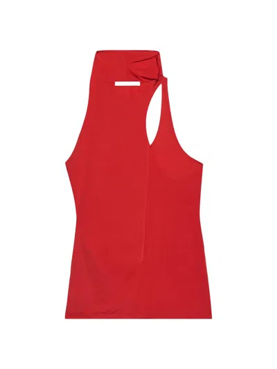 Helmut Lang Asymmetrical Twist Top Adrenaline Rush In Red