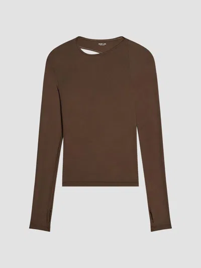 Helmut Lang Women's Asymmetrical Cut-out Jersey Top In Brown