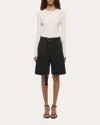 Helmut Lang Women's Belted Pleated Cotton Twill Shorts