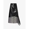Helmut Lang Lace-trimmed Leather Skirt In Black