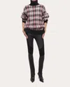 Helmut Lang Brushed Plaid Turtleneck Sweater In Medium Red Check