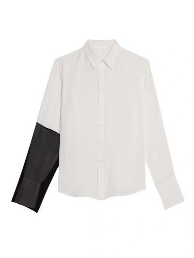 Helmut Lang Women's Relaxed Silk Combo Shirt In White Black