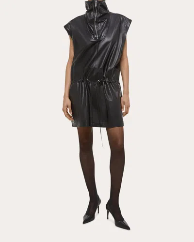 Helmut Lang Women's Convertible Leather Gusset Dress In Black