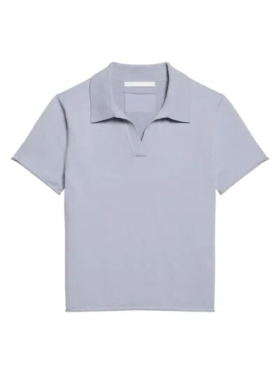Helmut Lang Short-sleeve Shrunken Polo Shirt In Blue