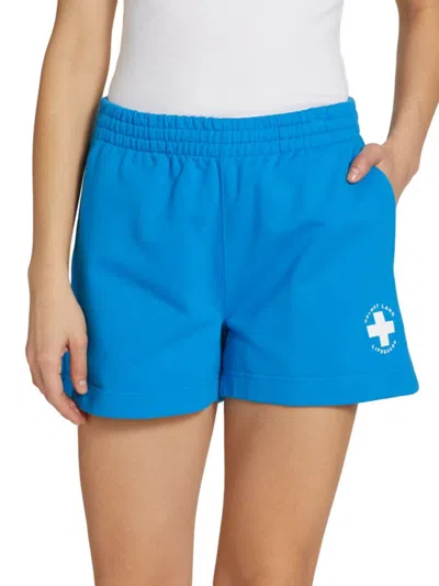 Helmut Lang Women's Cotton Lifeguard Shorts In Cerulean