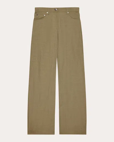 Helmut Lang Women's Cotton Linen Barrel Bootcut Trousers In Green