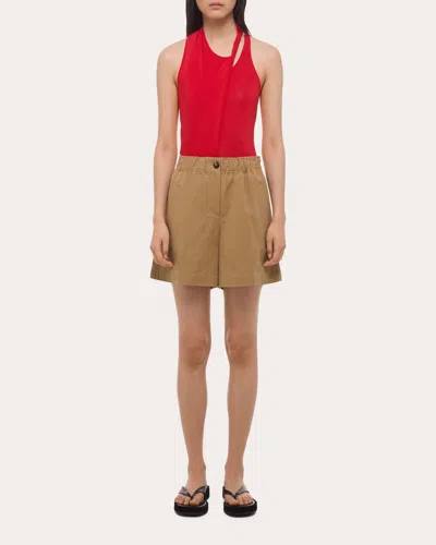 HELMUT LANG WOMEN'S COTTON LINEN TRENCH SHORTS