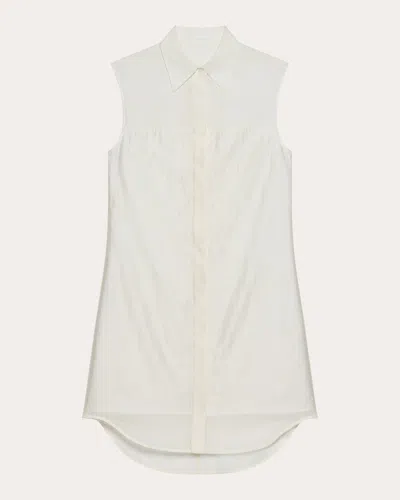 Helmut Lang Women's Cotton Poplin Voile Combo Shirt Dress In White