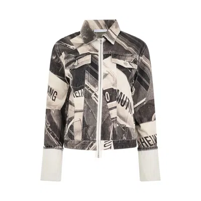 Helmut Lang Women's Cuff Zip Trucker In Black/white