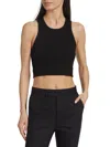Helmut Lang Women's Cut Out Rib Knit Cropped Tank Top In Black