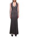 Helmut Lang Dancer Plunge Neck Halter Maxi Dress In Gray