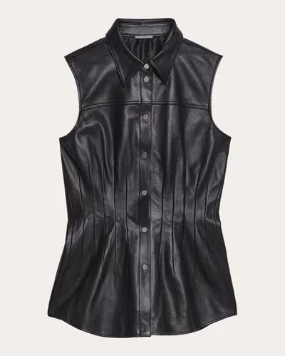 Helmut Lang Leather Waisted Dart Shirt In Black