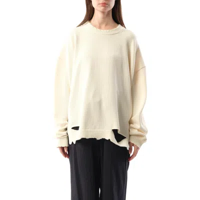 Helmut Lang Women's Distressed Rib Sweater In Ivory