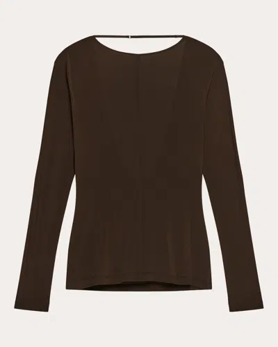 Helmut Lang Women's Draped Cowl Back Jersey Top In Brown