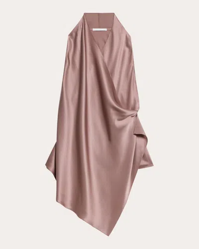 Helmut Lang Drape Sleeveless Silk Top In Pink