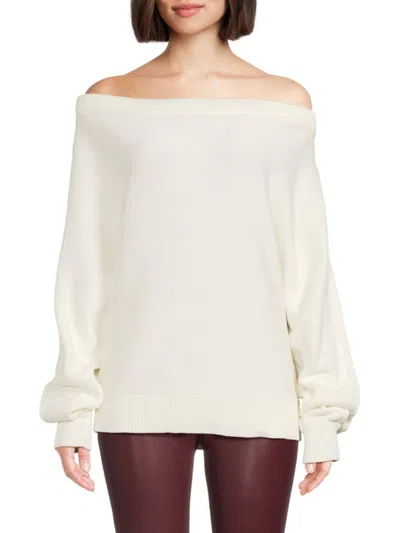 Helmut Lang Women's Drawstring Off-shoulder Sweater In Ivory