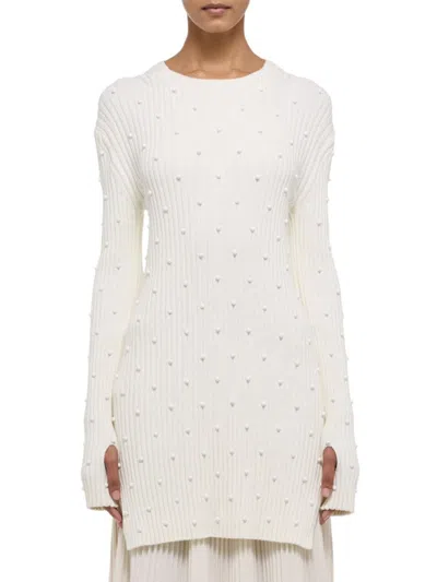 HELMUT LANG WOMEN'S EMBELLISHED CREWNECK COTTON MINIDRESS