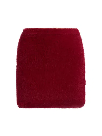 Helmut Lang Women's Fitted Eyelash Miniskirt In Red