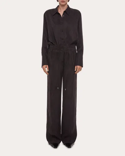 Helmut Lang Women's Fluid Microsuede Pull-on Pants In Black