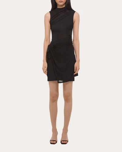 Helmut Lang Women's Gathered Jersey Knotted Mini Dress In Black