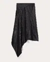 Helmut Lang Asymmetric Flutter Dot Skirt In Black