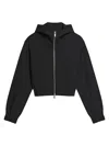 Helmut Lang Hooded Ponte Knit Jacket In Black In Blue