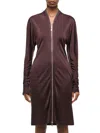 Helmut Lang Z Infinity Liquid Long Sleeve Zip Front Dress In Burgundy