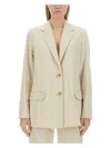 Helmut Lang Tailored Jacket With Notched Lapel And Distinctive Logo In Ivory