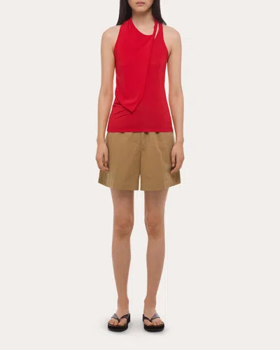 Helmut Lang Women's Jersey Asymmetric Twist Tank Top In Red