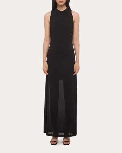 Helmut Lang Women's Jersey Knotted Halter Maxi Dress In Black