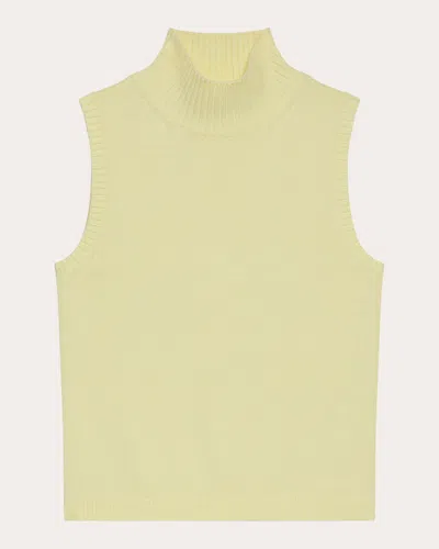 Helmut Lang Mock Neck Sleeveless Sweater In Yellow