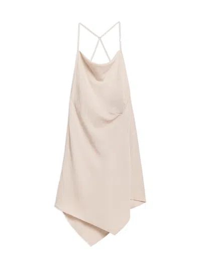 Helmut Lang Women's Knot Open Back Asymmetric Mini-slipdress In Neutral