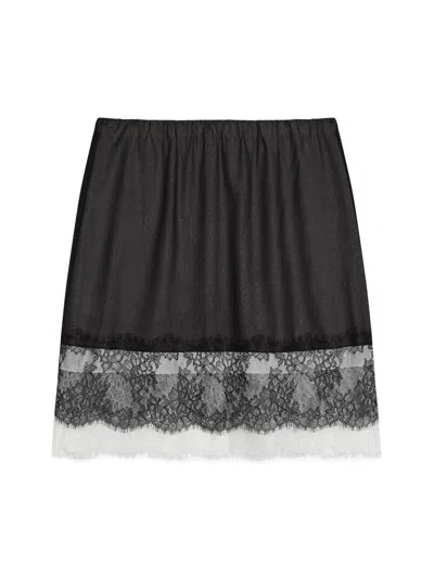 Helmut Lang Women's Lace Slip Miniskirt In Black