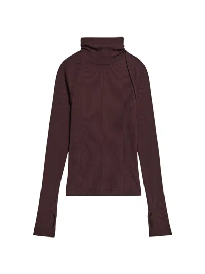 Helmut Lang Women's Layered Ribbed Sweater In Burgundy