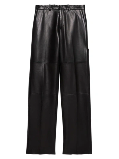 Helmut Lang Women's Leather Straight-leg Trousers In Black