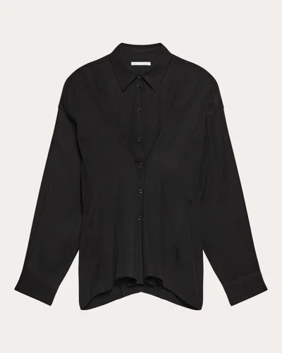 HELMUT LANG WOMEN'S LIGHTWEIGHT TWILL CINCHED SHIRT