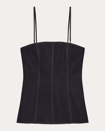 Helmut Lang Women's Minimal Topstitched Slip Bustier Top In Black