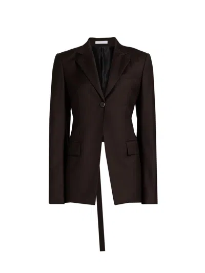 Helmut Lang Women's Natu Belted Wool Relaxed-fit Blazer In Brown