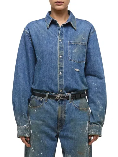 HELMUT LANG WOMEN'S PAINTED DENIM SHIRT JACKET