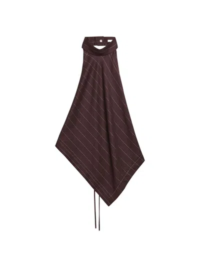 Helmut Lang Halter Scarf Top In Brown Multi
