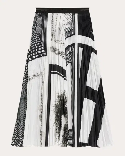 Helmut Lang Women's Pleated Printed Midi Skirt Polyester
